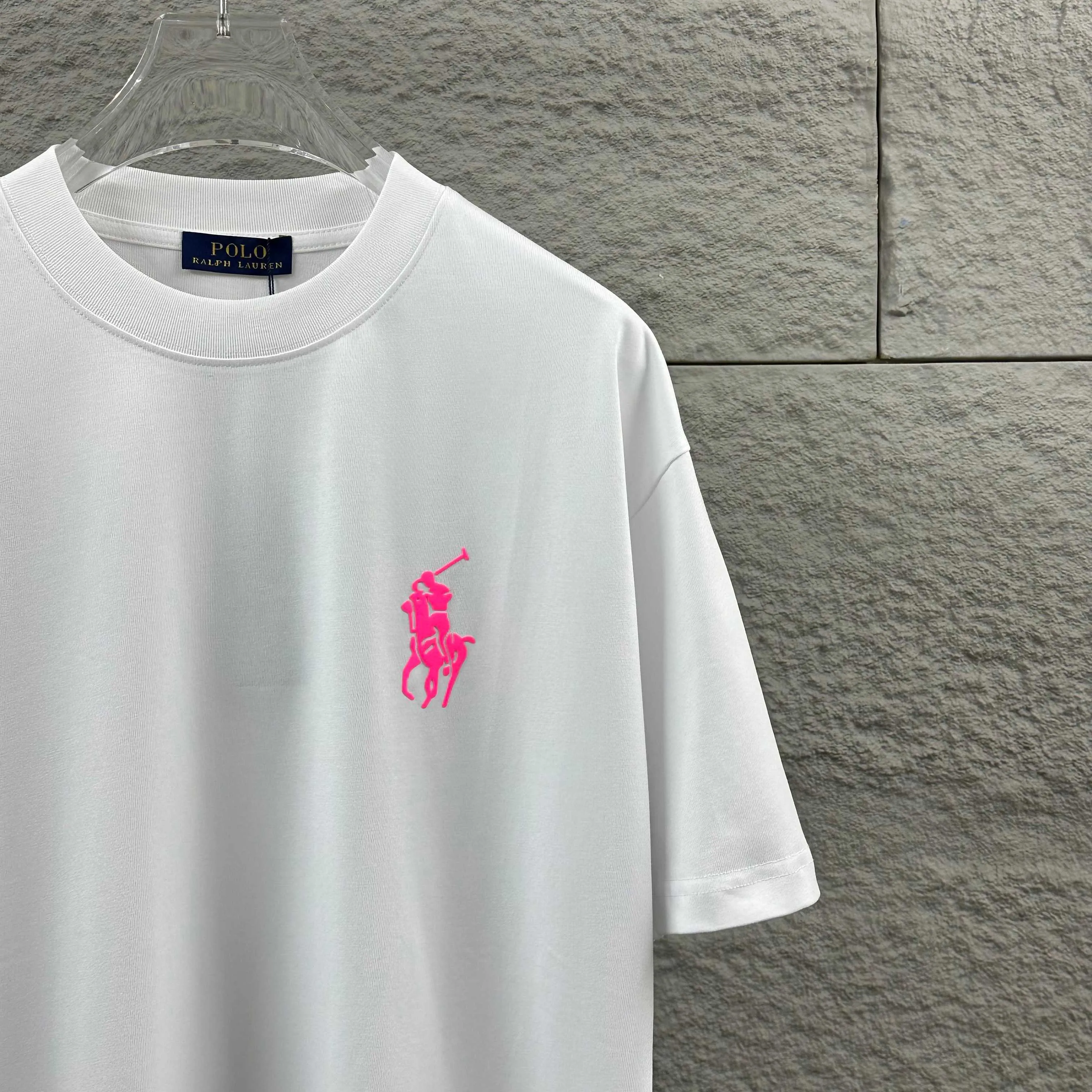 P160 Polo*Ralph*Lauren* new spring and summer short-sleeved T-shirt, classic three-dimensional thick plate silicone technology + foaming technology, customized double yarn plain cotton fabric, same style for men and women Color: black white Size: S (90-130 catties) M (120-150 catties) L (140-165 catties) XL (160-180 catties) XXL (180-210 catties)